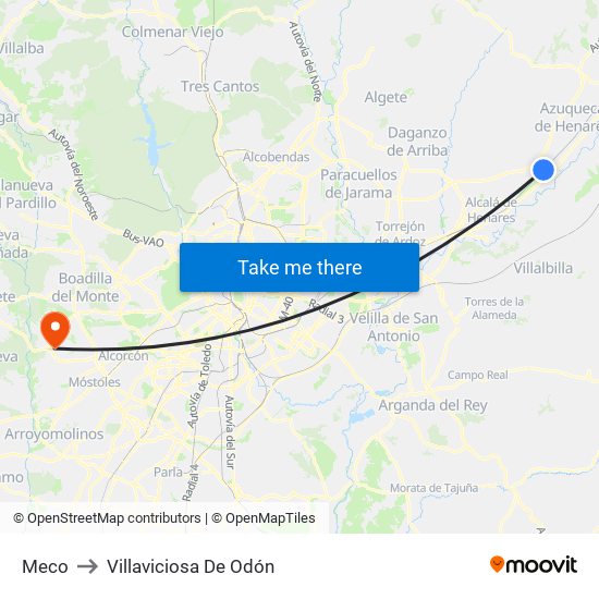 Meco to Villaviciosa De Odón map