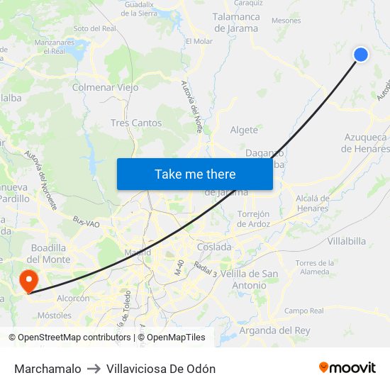 Marchamalo to Villaviciosa De Odón map