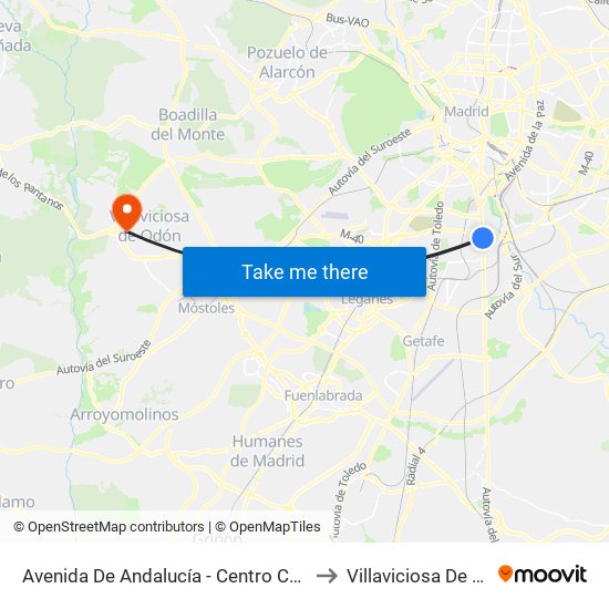 Avenida De Andalucía - Centro Comercial to Villaviciosa De Odón map