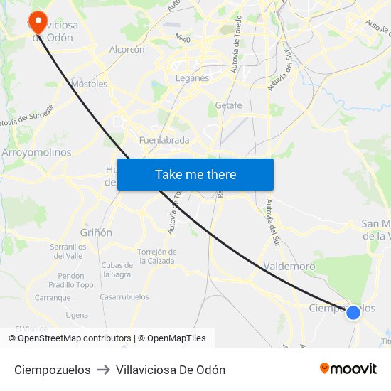 Ciempozuelos to Villaviciosa De Odón map