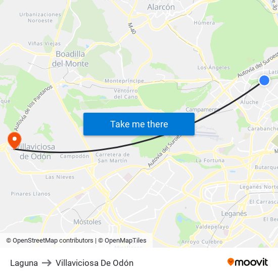 Laguna to Villaviciosa De Odón map