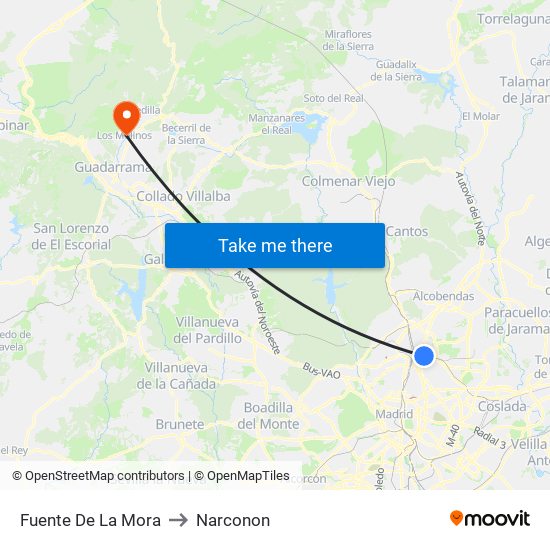 Fuente De La Mora to Narconon map