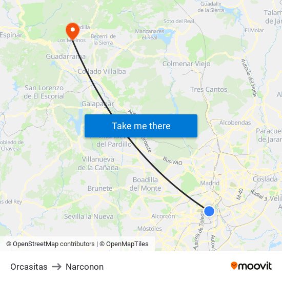 Orcasitas to Narconon map