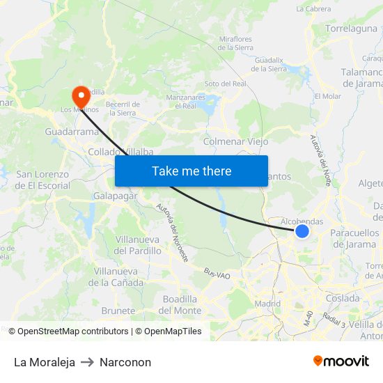 La Moraleja to Narconon map