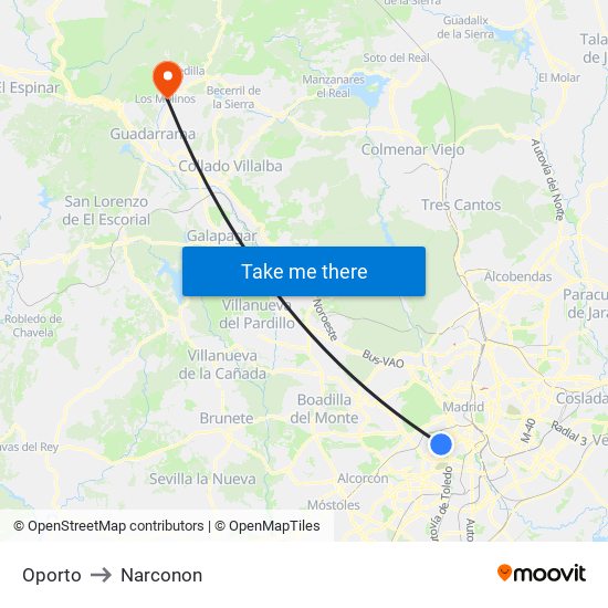 Oporto to Narconon map