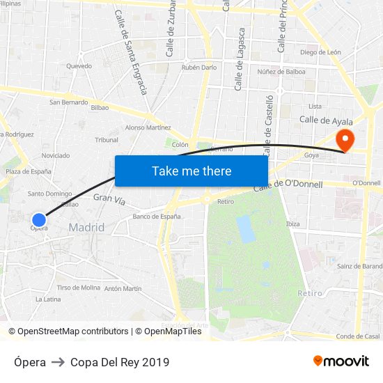Ópera to Copa Del Rey 2019 map