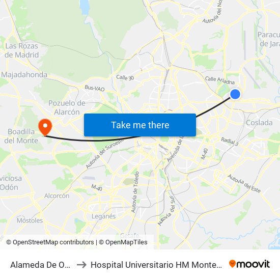 Alameda De Osuna to Hospital Universitario HM Montepríncipe map