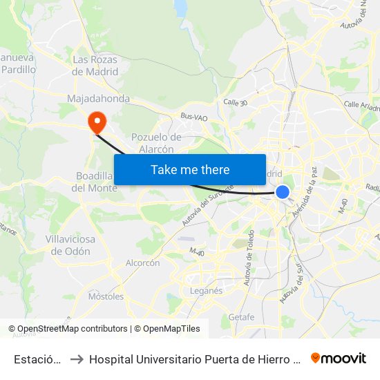 Estación De Atocha to Hospital Universitario Puerta de Hierro Majadahonda (Hosp. Unv. Puerta de Hierro) map