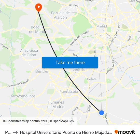 Pinto to Hospital Universitario Puerta de Hierro Majadahonda (Hosp. Unv. Puerta de Hierro) map