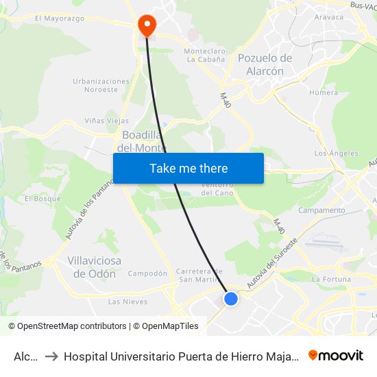 Alcorcón to Hospital Universitario Puerta de Hierro Majadahonda (Hosp. Unv. Puerta de Hierro) map
