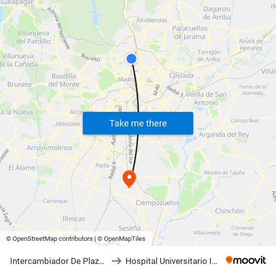 Intercambiador De Plaza De Castilla to Hospital Universitario Infanta Elena map
