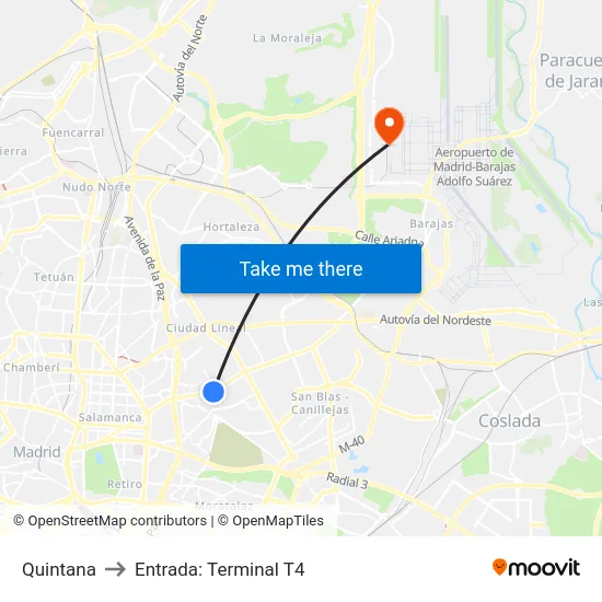 Quintana to Entrada: Terminal T4 map