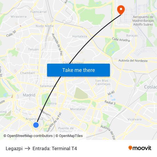 Legazpi to Entrada: Terminal T4 map