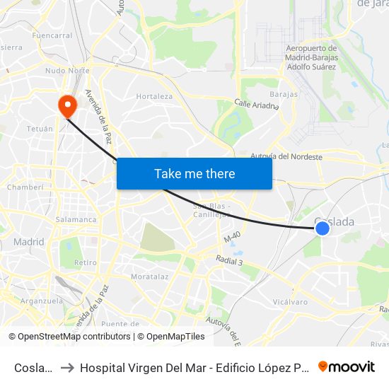 Coslada to Hospital Virgen Del Mar - Edificio López Pozas map