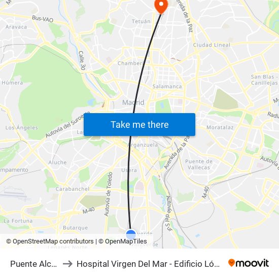 Puente Alcocer to Hospital Virgen Del Mar - Edificio López Pozas map