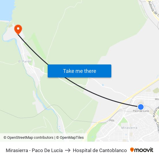 Mirasierra - Paco De Lucía to Hospital de Cantoblanco map
