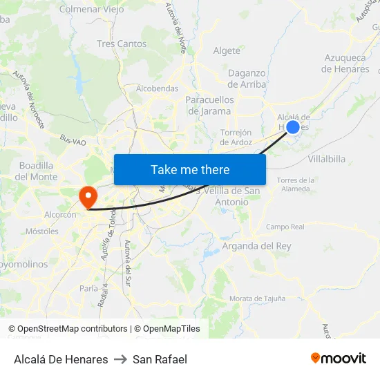 Alcalá De Henares to San Rafael map