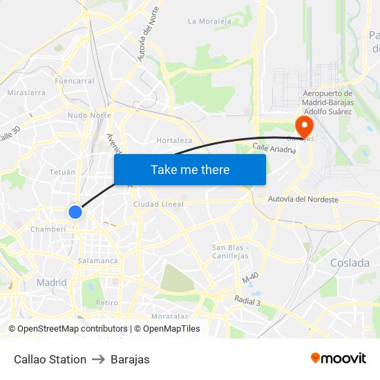 Callao Station to Barajas map