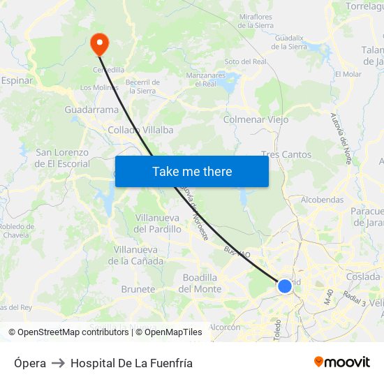 Ópera to Hospital De La Fuenfría map