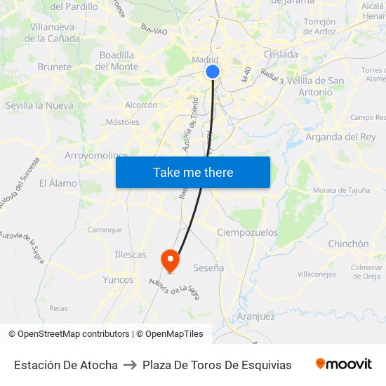 Estación De Atocha to Plaza De Toros De Esquivias map