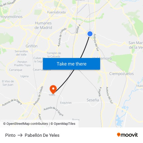 Pinto to Pabellón De Yeles map