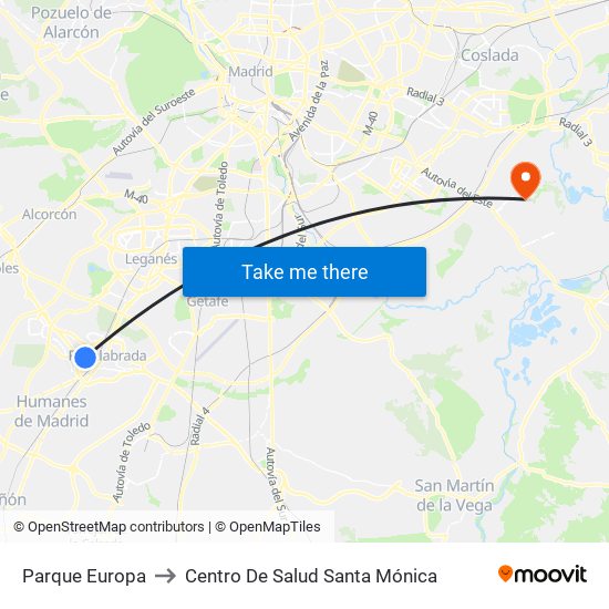 Parque Europa to Centro De Salud Santa Mónica map