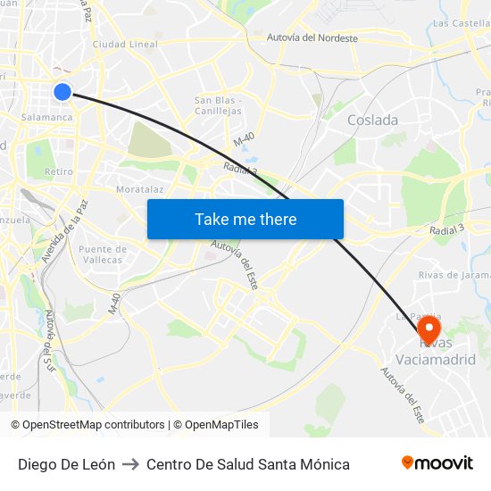 Diego De León to Centro De Salud Santa Mónica map