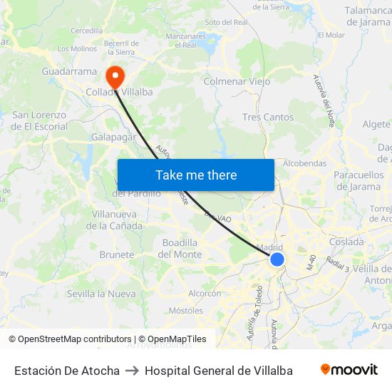 Estación De Atocha to Hospital General de Villalba map