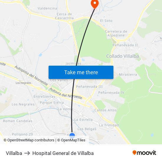 Villalba to Hospital General de Villalba map