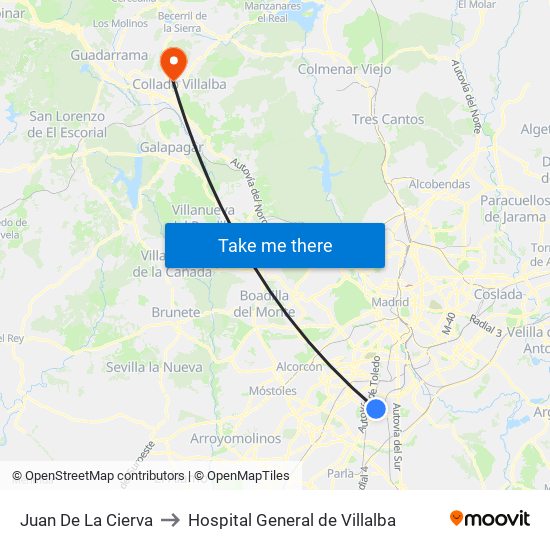 Juan De La Cierva to Hospital General de Villalba map