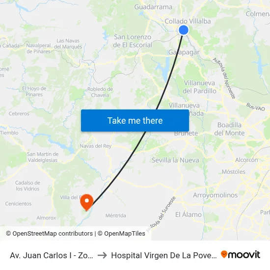 Av. Juan Carlos I - Zoco to Hospital Virgen De La Poveda map