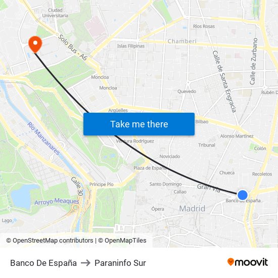 Banco De España to Paraninfo Sur map