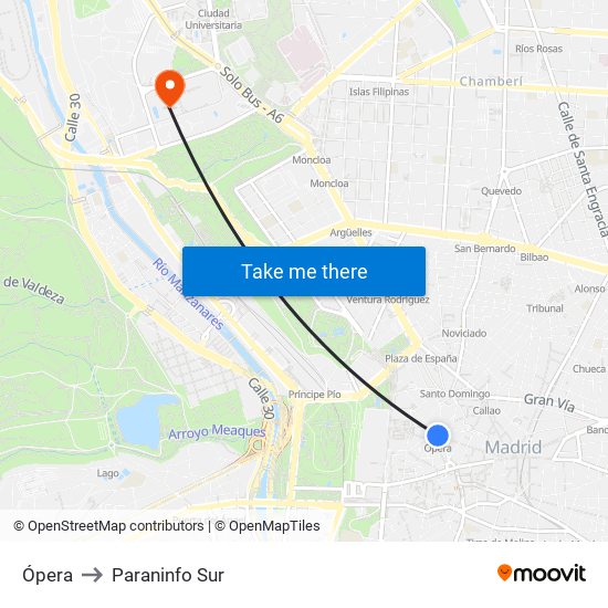 Ópera to Paraninfo Sur map