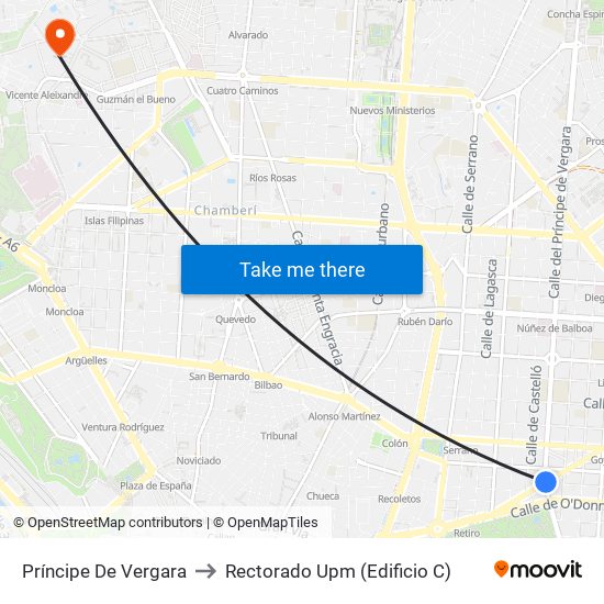 Príncipe De Vergara to Rectorado Upm (Edificio C) map