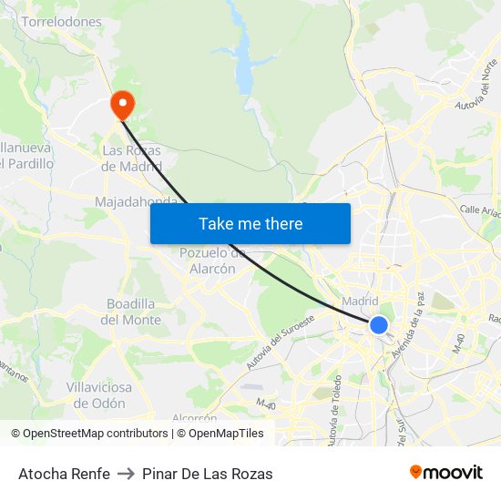 Atocha Renfe to Pinar De Las Rozas map