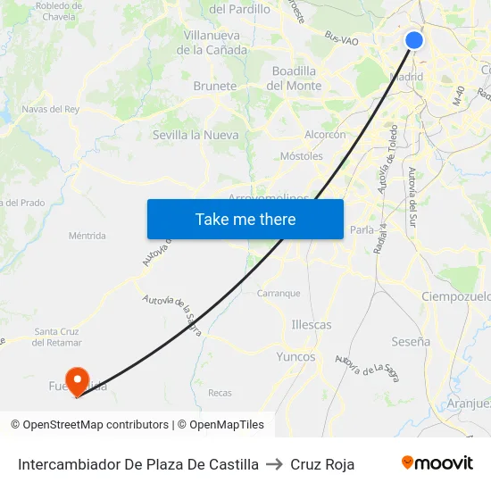 Intercambiador De Plaza De Castilla to Cruz Roja map