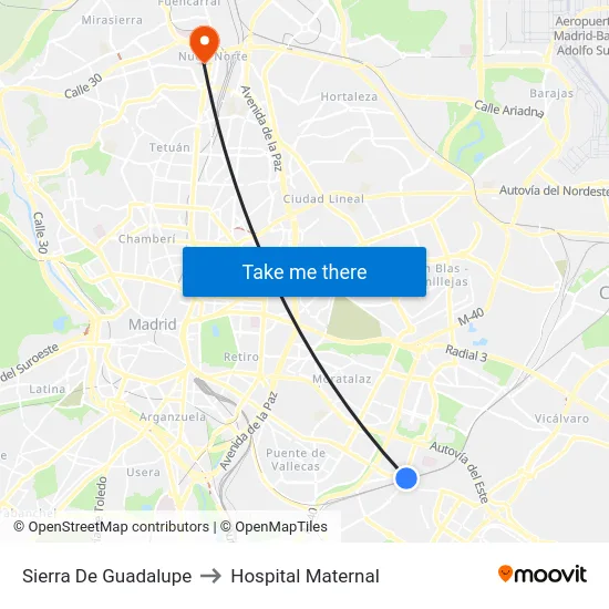Sierra De Guadalupe to Hospital Maternal map