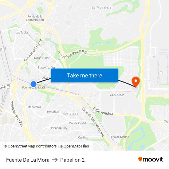 Fuente De La Mora to Pabellon 2 map