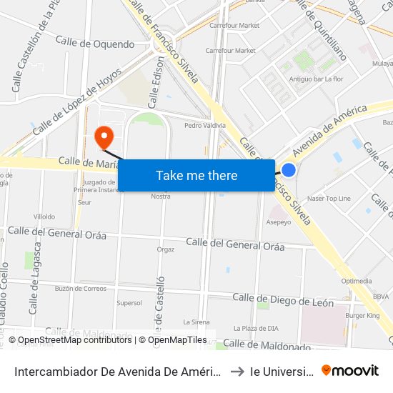 Intercambiador De Avenida De América to Ie University map
