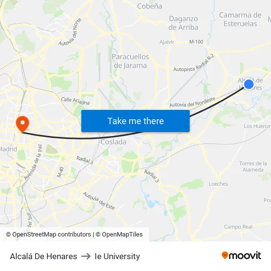 Alcalá De Henares to Ie University map