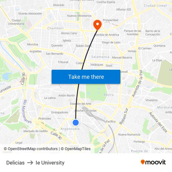 Delicias to Ie University map