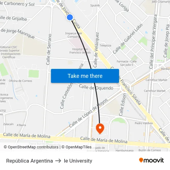 República Argentina to Ie University map