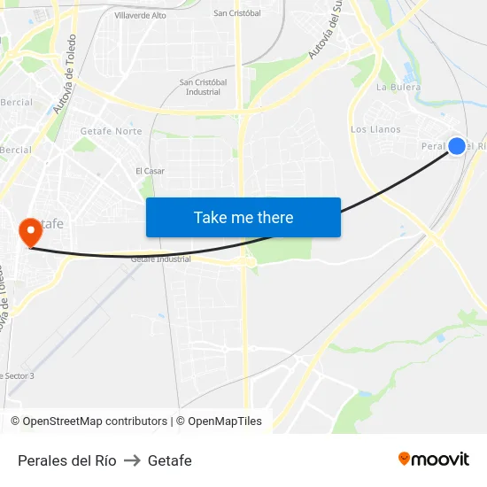 Perales del Río to Getafe map