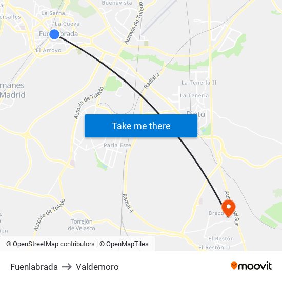Fuenlabrada, Calle de Leganés, 1 28945 Fuenlabrada to Valdemoro map