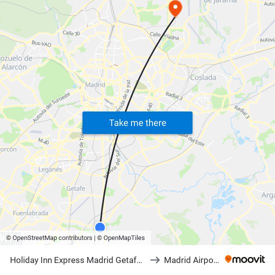 Holiday Inn Express Madrid Getafe an IHG Hotel to Madrid Airport MAD map