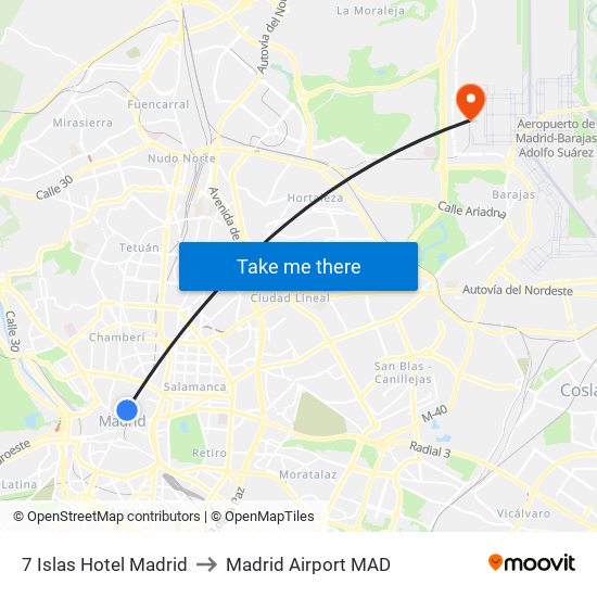 7 Islas Hotel Madrid to Madrid Airport MAD map