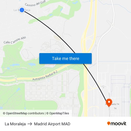 La Moraleja to Madrid Airport MAD map