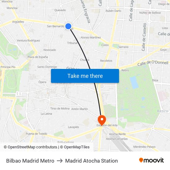 Bilbao Madrid Metro to Madrid Atocha Station map