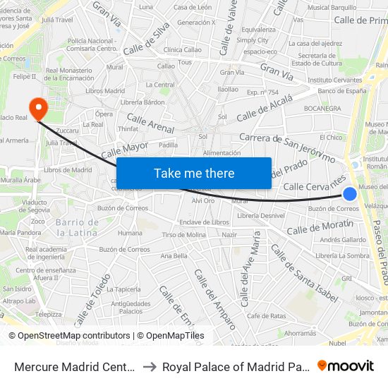 Mercure Madrid Centro to Royal Palace of Madrid Park map