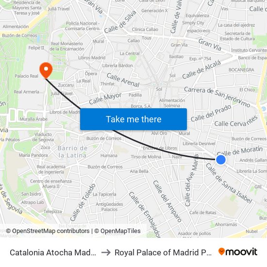 Catalonia Atocha Madrid to Royal Palace of Madrid Park map